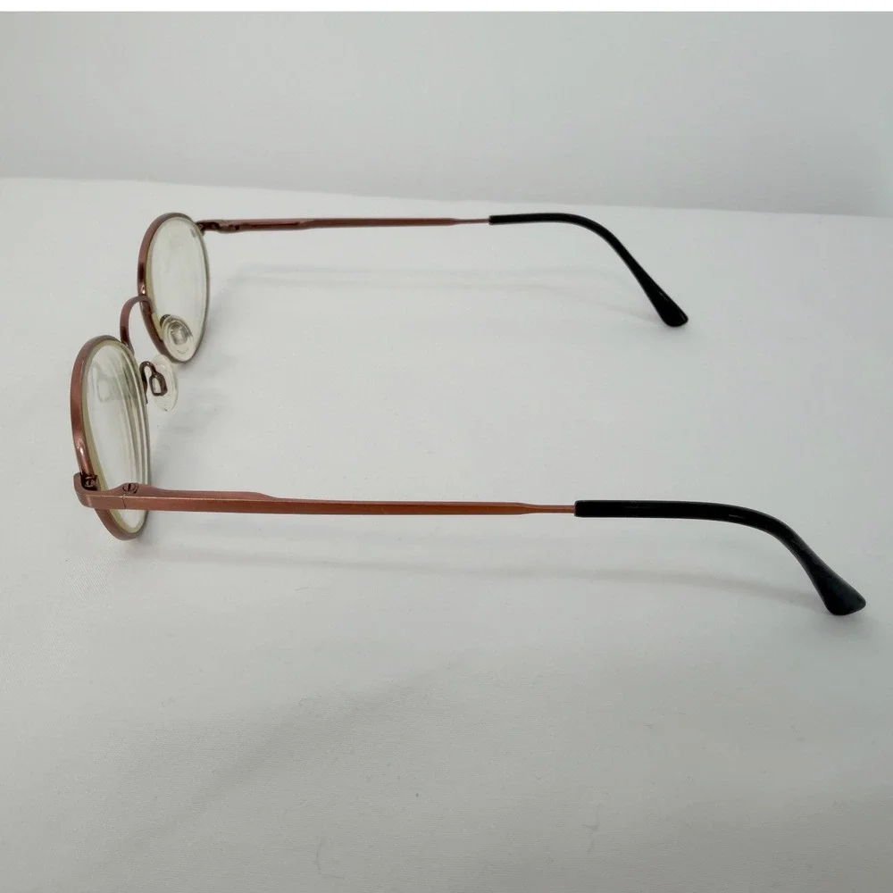 Vintage Oval Metal Frame Eyeglasses Copper Bronze Tone Minimalist Chic 103-114